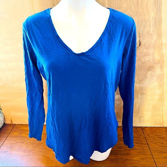 Old Navy Everyday Long Sleeve Shirt Relaxed V Neck Preppy Minimalist Office Fem - Picture 4 of 7
